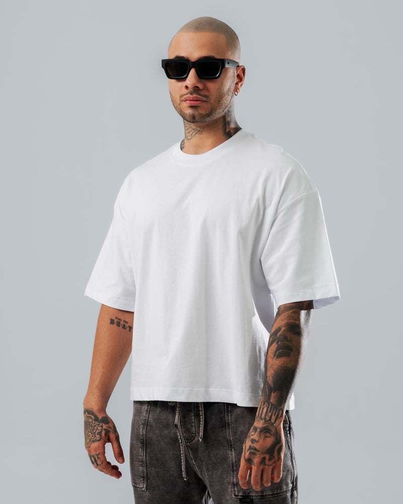 Camiseta básica corte boxy blanca