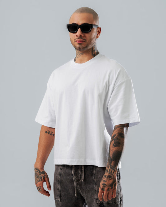 Camiseta básica corte boxy blanca